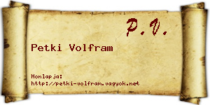 Petki Volfram névjegykártya